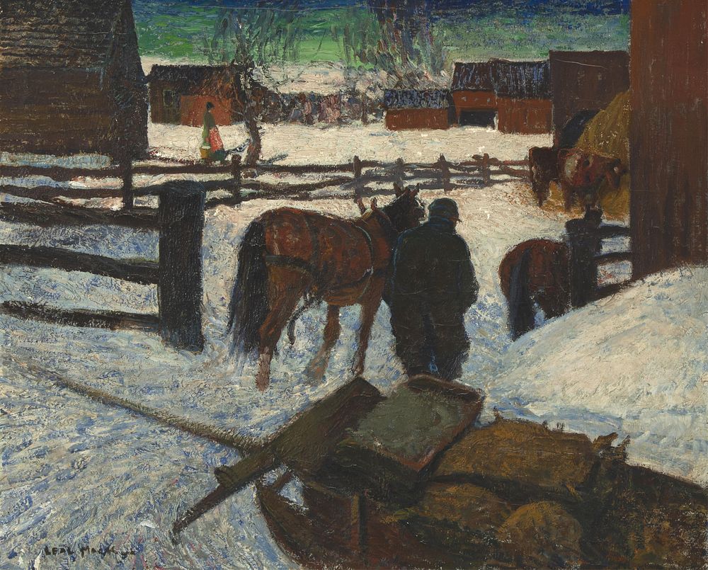 Appraisal: Leal Mack Untitled Winter Farm Scene Leal Mack - Untitled