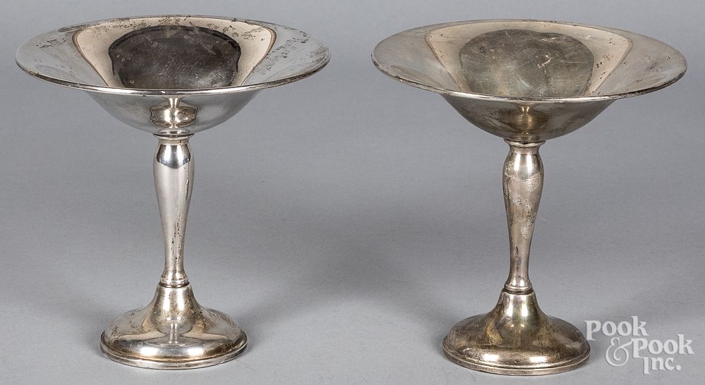 Appraisal: Preisner sterling silver weighted candy dishes Pair of Preisner sterling