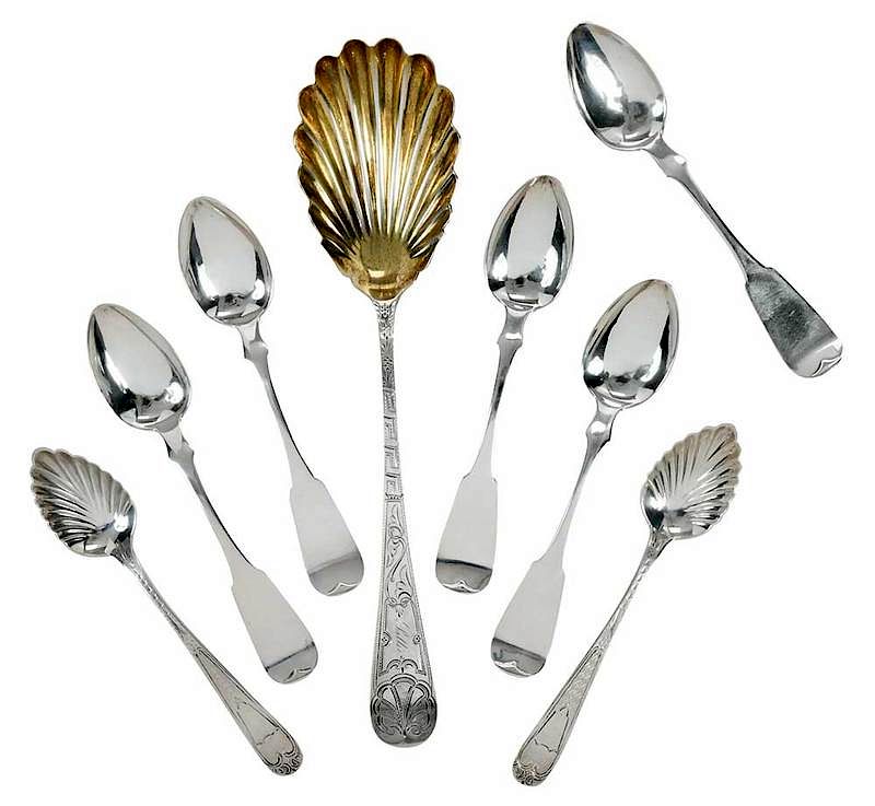 Appraisal: Nine Virginia and Maryland Coin Silver Spoons mid th century