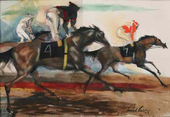 Appraisal: FRANK NELSON ASHLEY American b OVER THE FINISH LINE signed