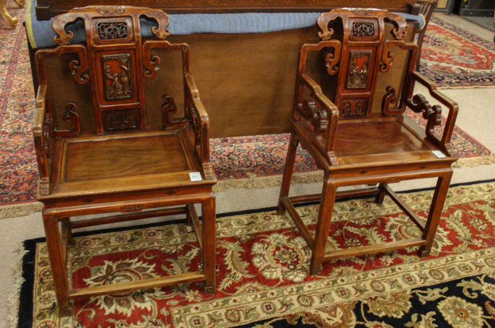 Appraisal: PAIR OF CHINESE MING-STYLE ARMCHAIRS H