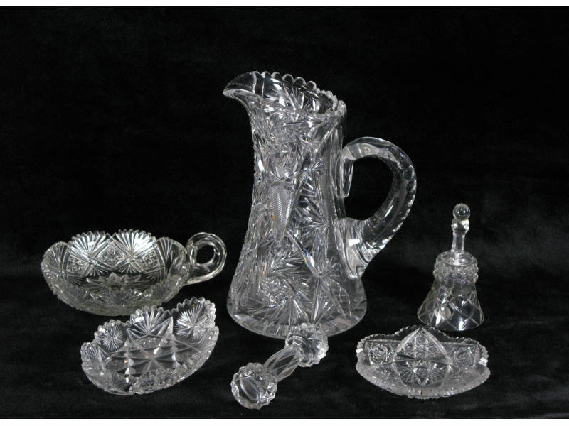 Appraisal: Six Pieces of American Cut Glass including a tall handled