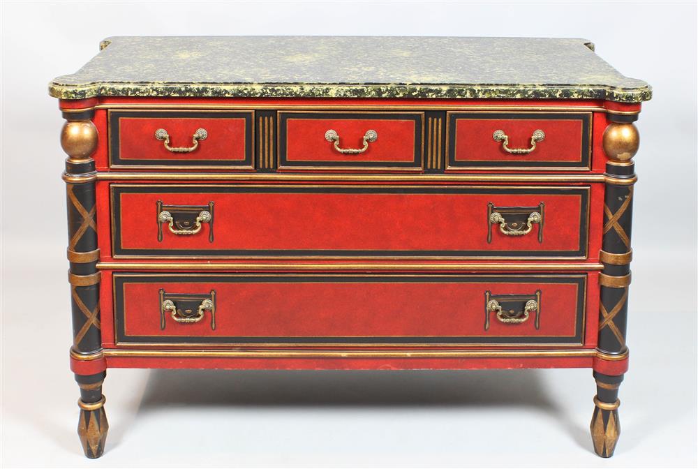 Appraisal: REGENCY STYLE PAINT DECORATED CHEST OF DRAWERS BY CHELSEA HOUSE