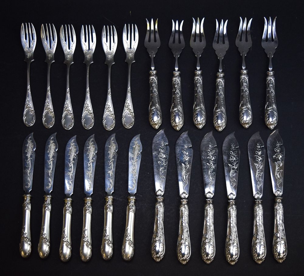 Appraisal: Silver Fish Sets fish forks and fish knives all hallmarked