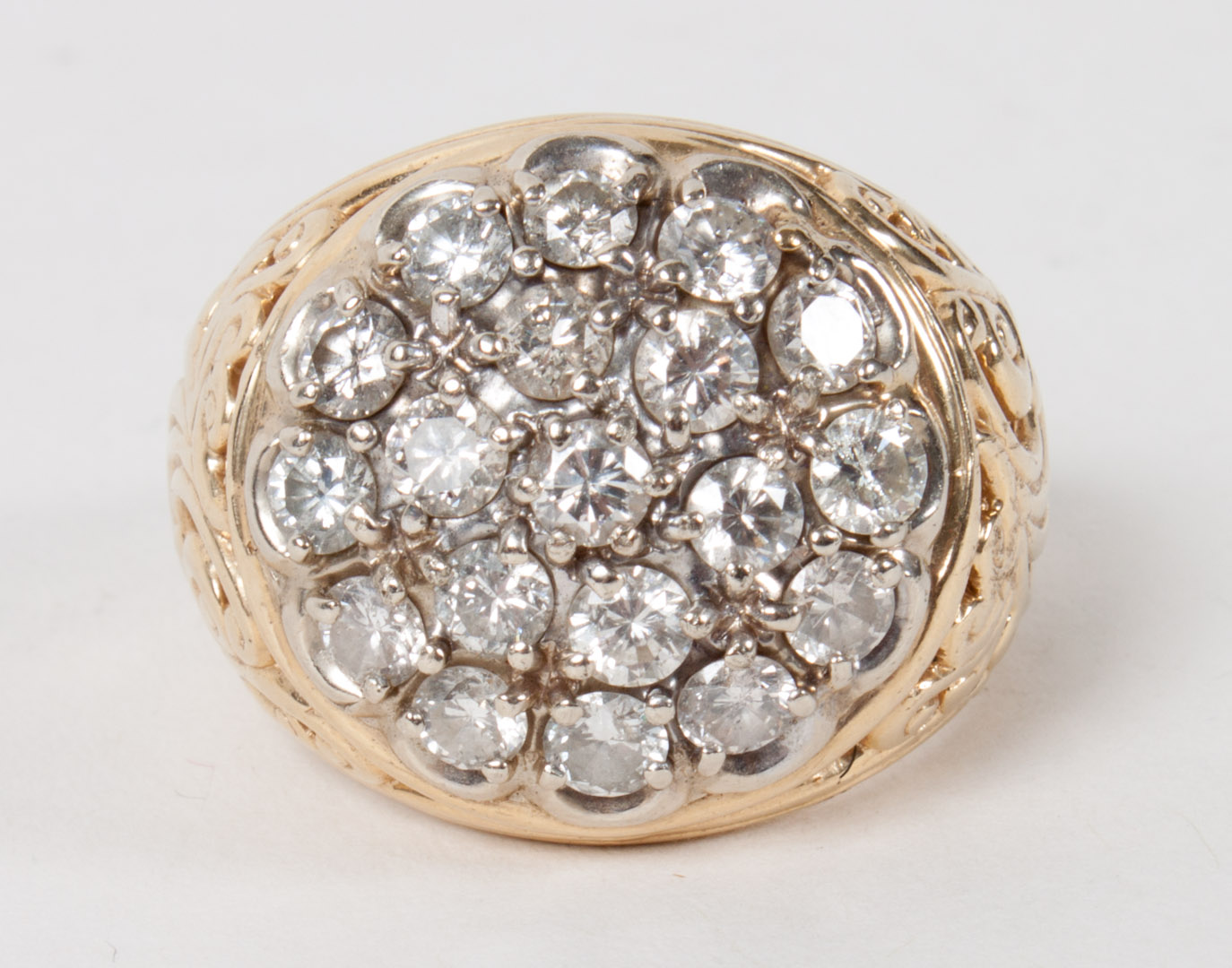 Appraisal: Gentleman's K gold diamond cluster ring about carats t d