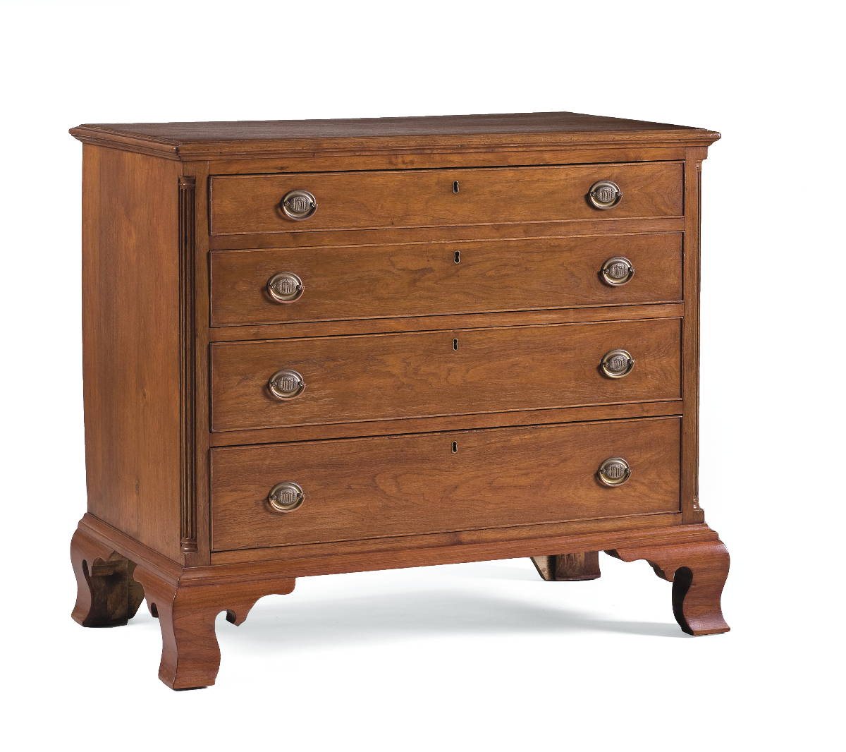 Appraisal: PENNSYLVANIA CHIPPENDALE WALNUT CHEST OF DRAWERS The rectangular top with