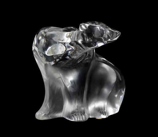 Appraisal: A Lalique Molded and Frosted Glass Sculpture depicting a polar