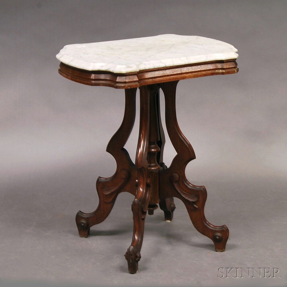 Appraisal: Victorian Renaissance Revival Walnut Marble-top Table America th century the