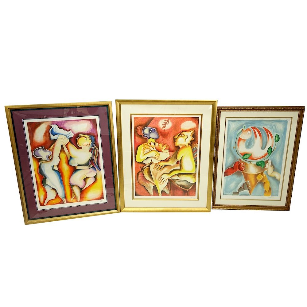 Appraisal: Three Alexandra Nechita Artworks Three Lithographs by Alexandra Nechita born