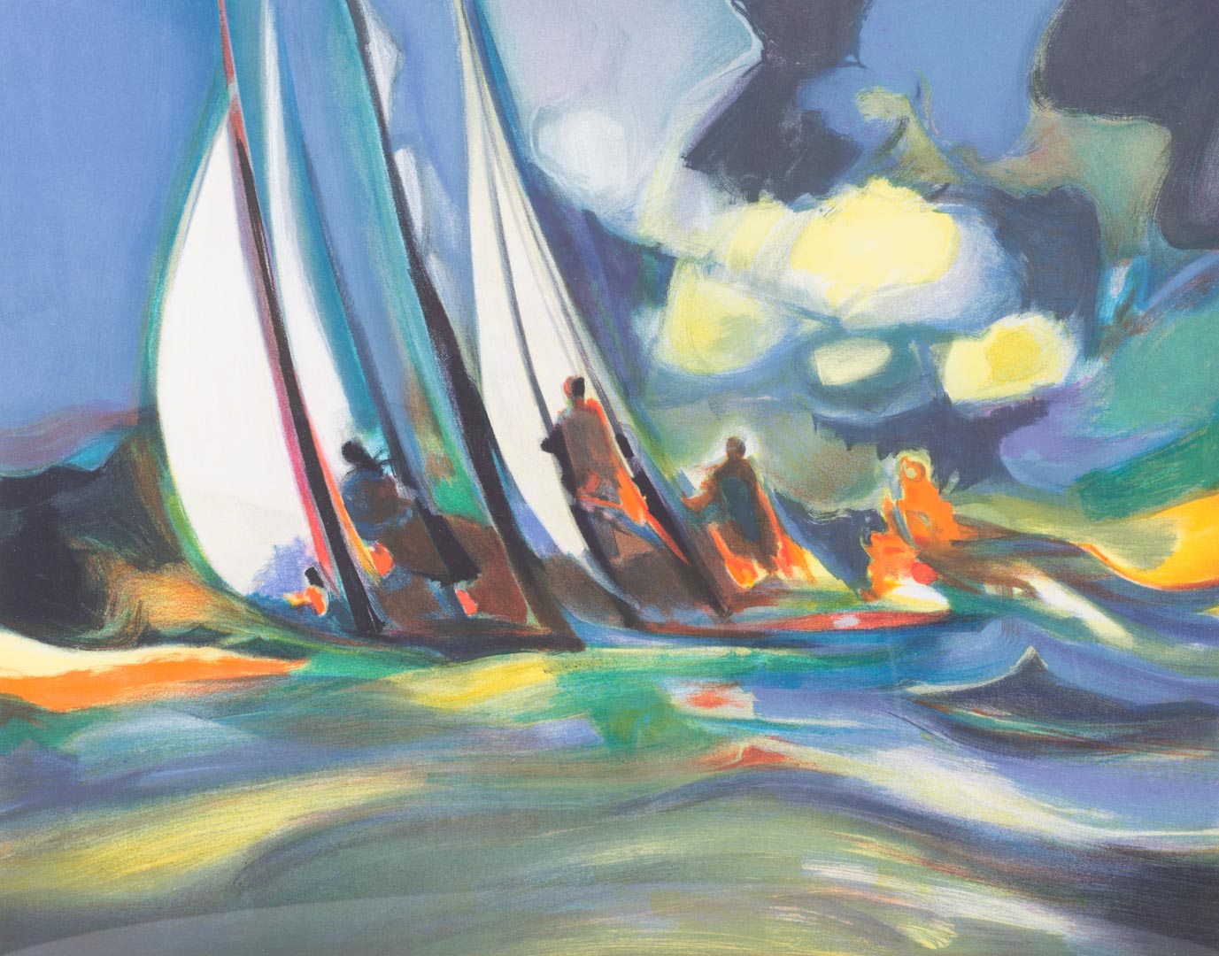 Appraisal: Marcel Mouly Les Merveilleux Yachtmen litho French - Color lithograph