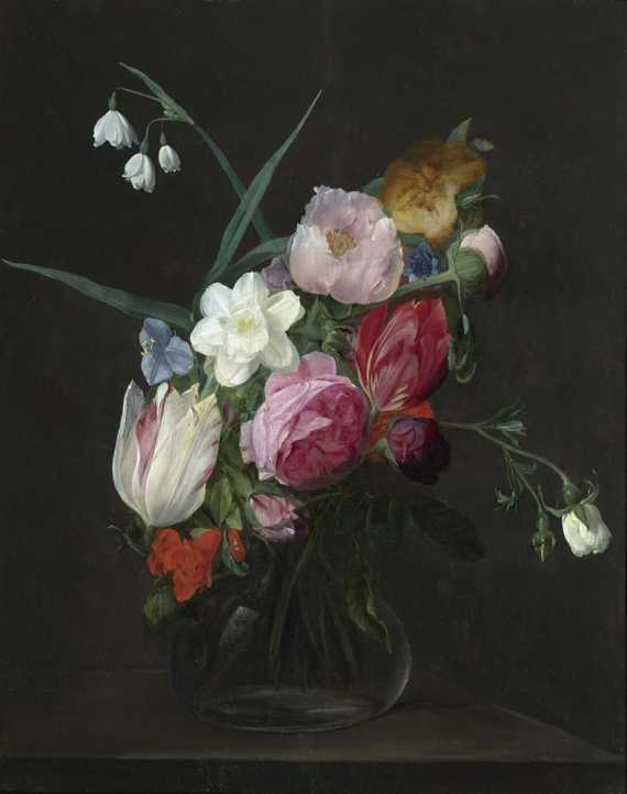 Appraisal: THIELEN JAN PHILIPS VAN Malines attributed Flowers in a glass