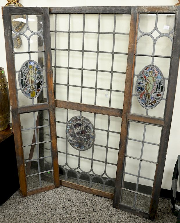 Appraisal: Three leaded glass doors th century x and x Three