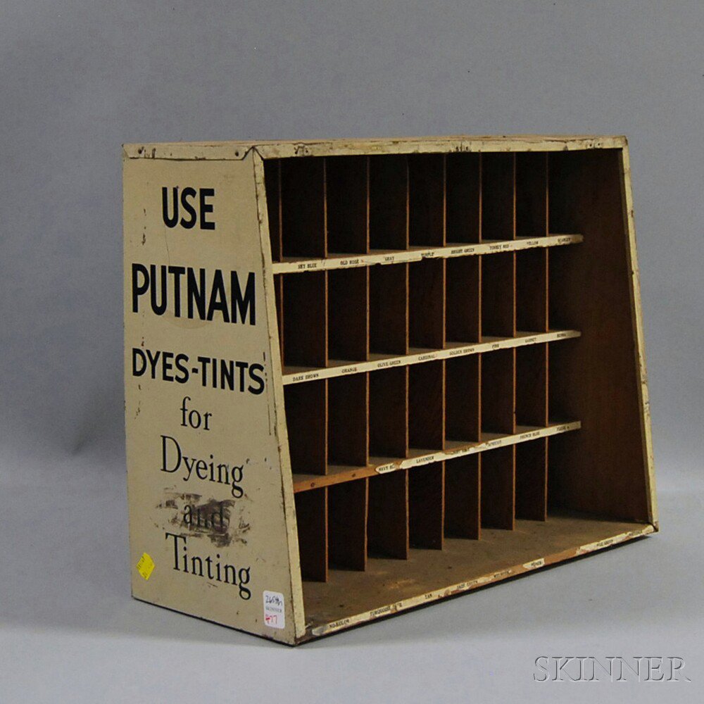 Appraisal: Lithographed Tin and Wood Putnam Dye Countertop Display Case ht