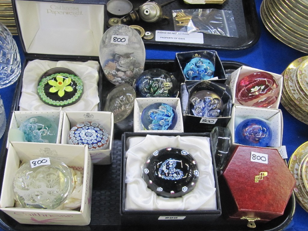 Appraisal: Sixteen assorted paperweights to include Caithness 'Christmas Rose' Mini Moonflower