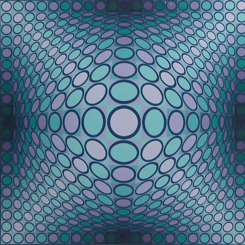 Appraisal: Untitled Abstraction circa serigraph printed in colors on Paper Vasarely