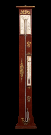 Appraisal: French Empire-Style Mahogany and Gilt-Metal Barometer late th century the