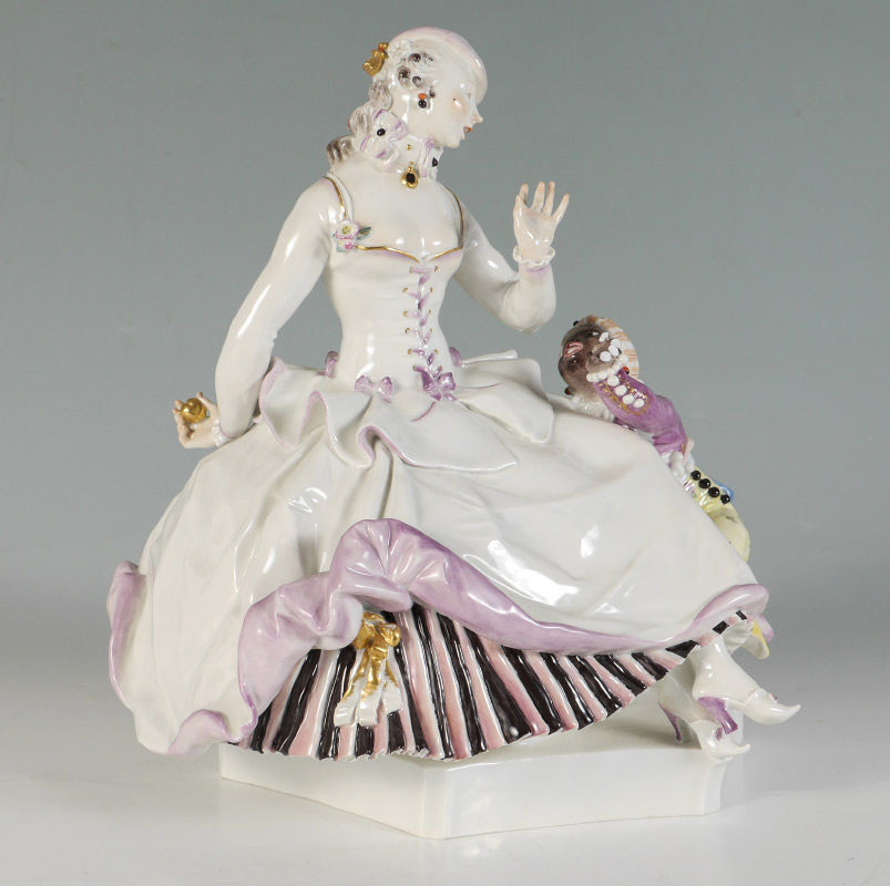 Appraisal: MEISSEN PAUL SCHEURICH PORCELAIN FIGURAL GROUP Figure of a lady