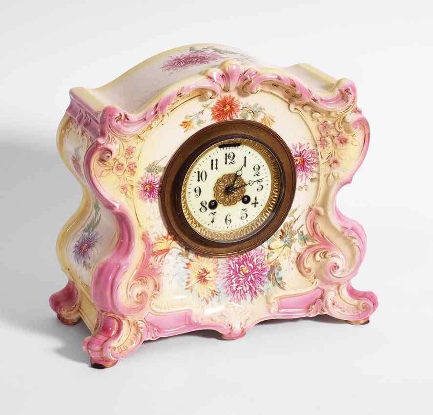 Appraisal: ROYAL BONN LA CANTAL PORCELAIN MANTLE CLOCK ''La Cantal'' Royal