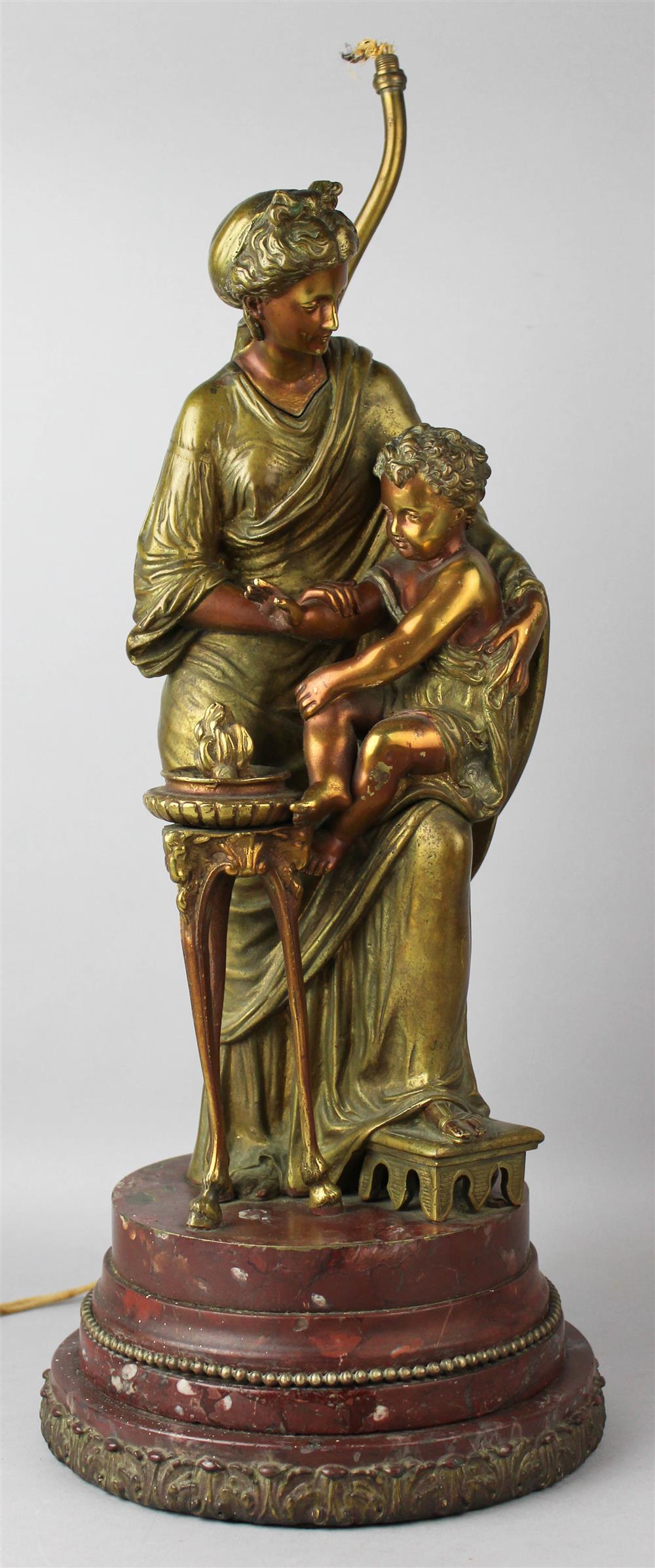 Appraisal: BRONZE GROUP OF MOTHER AND CHILD LOUIS SAUVAGEAU - signed