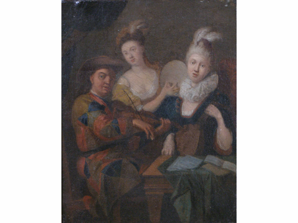 Appraisal: Manner of Watteau French th c Musicians oil on canvas