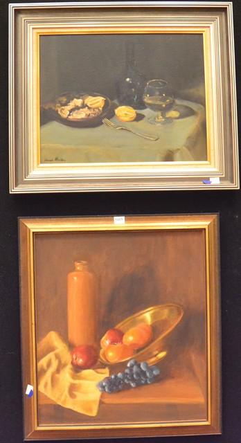 Appraisal: ARTIST UNKNOWN TWO STILL LIFE WORKS OIL ON BOARD ARTIST