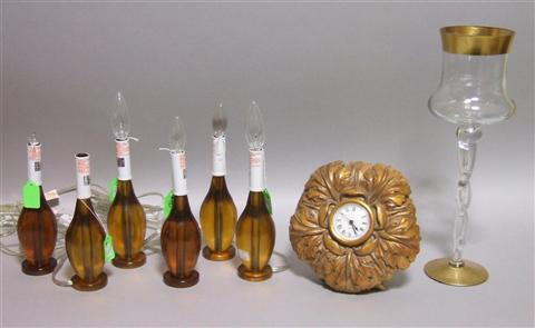 Appraisal: GROUP OF DECORATIVE ACCESSORIES Including a circular quartz table clock