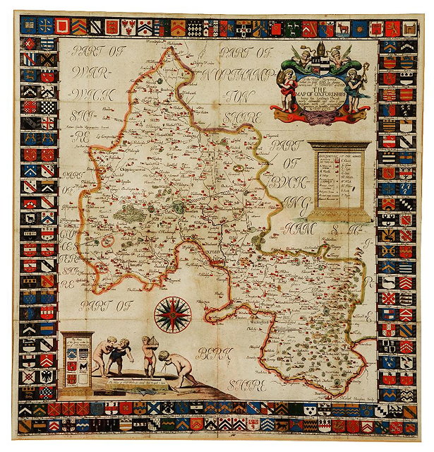 Appraisal: MICHAEL BURGHERS'The Map of Oxfordshire' with decorative title cartouche and