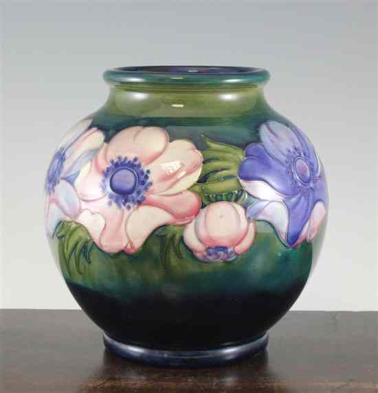 Appraisal: A Moorcroft anemone pattern globular vase mid th century with