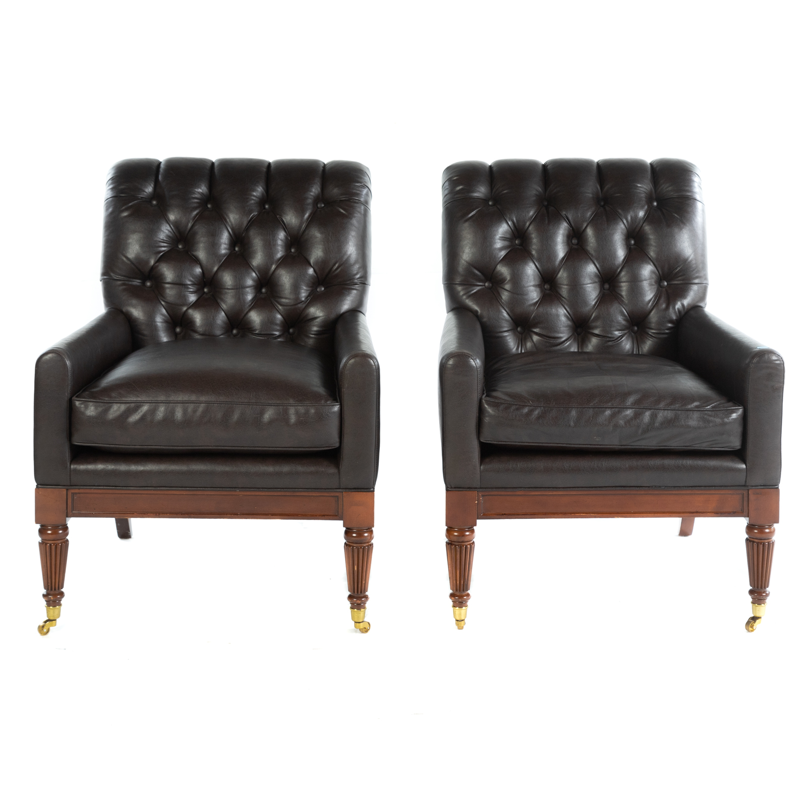 Appraisal: A PAIR OF CONTEMPORARY BAKER TUFTED LEATHER CHAIRS th century