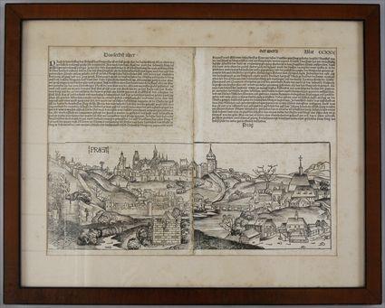 Appraisal: VIEW OF PRAG PRAGUE - WOODCUT LEAF FROM THE NUREMBERG