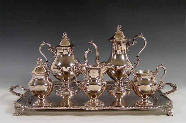 Appraisal: PIECE SILVERPLATE TEA SERVICE Unknown maker to include Coffee pot