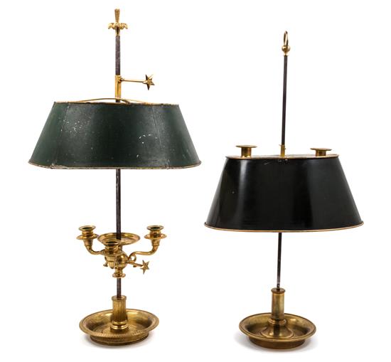 Appraisal: Sale Lot Two Gilt Metal Bouillotte Lamps one example issuing