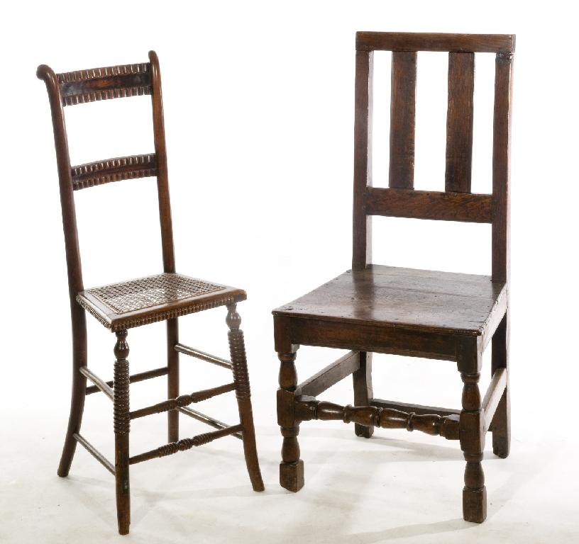 Appraisal: th CENTURY OAK AND ELM SIDE CHAIR with plain slatted