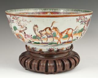 Appraisal: Chinese Porcelain Famille Rose Punchbowl th c the interior with