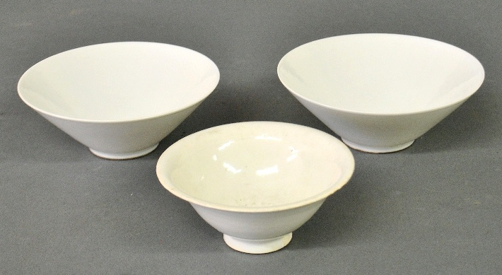 Appraisal: - Three white glazed Chinese bowls- two Ming Dynasty h