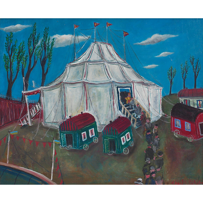 Appraisal: Charles Sjoholm American th century Circus Scene c oil canvas