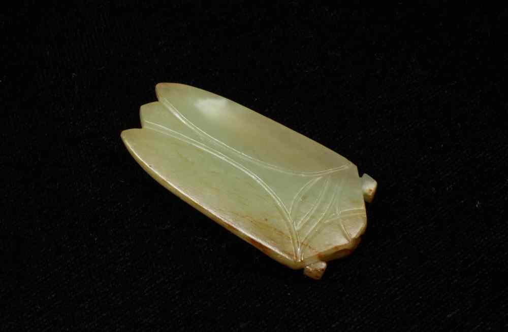 Appraisal: CARVED JADE CICADA - Chou dynasty fine gray green jade