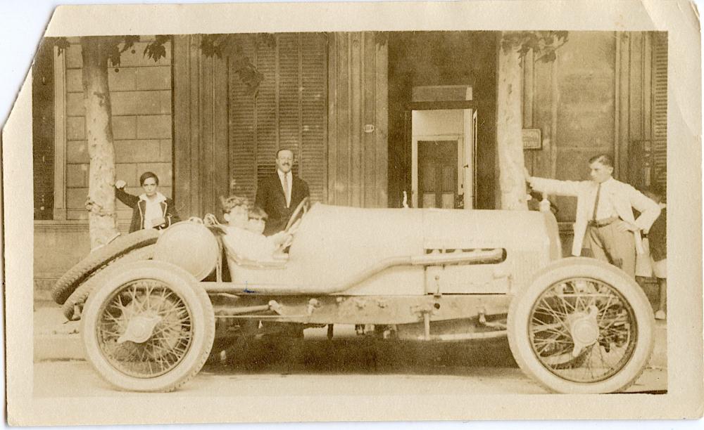 Appraisal: VINTAGE REAL HISTORICAL PHOTO CAR RACINGVintage print photo from original