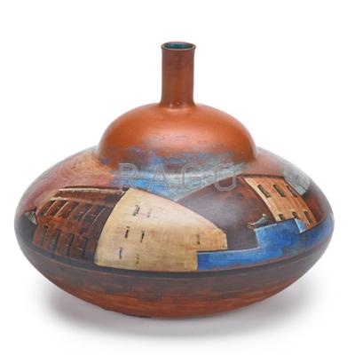 Appraisal: LYDIA BUZIO b Burnished and painted ceramic vessel New York