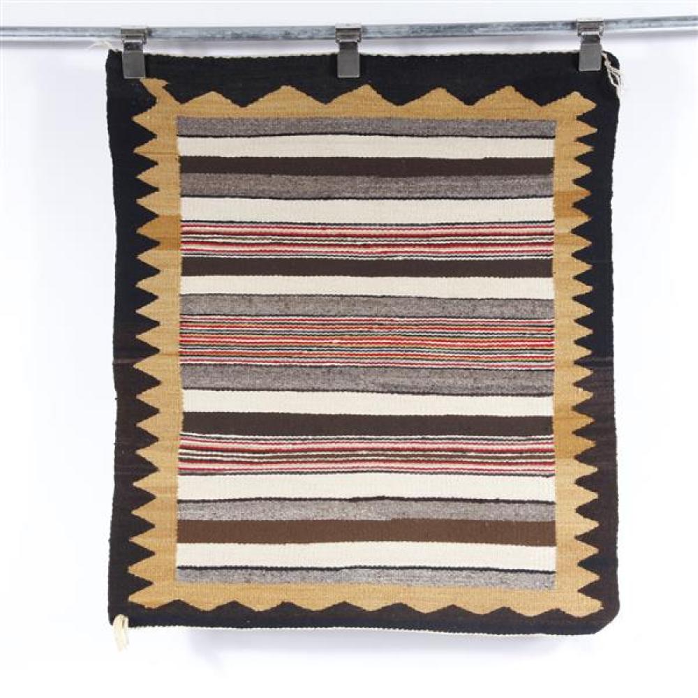 Appraisal: NAVAJO SADDLE BLANKET WEAVING WITH BLACK AND GOLD ZIG ZAG