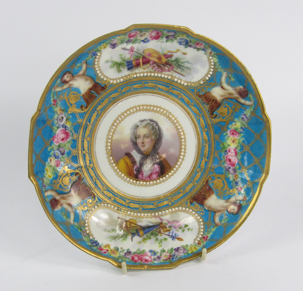 Appraisal: A Sevres porcelain dish painted with a portrait of Queen