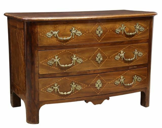 Appraisal: French Louis XIV style inlaid commode th c top and