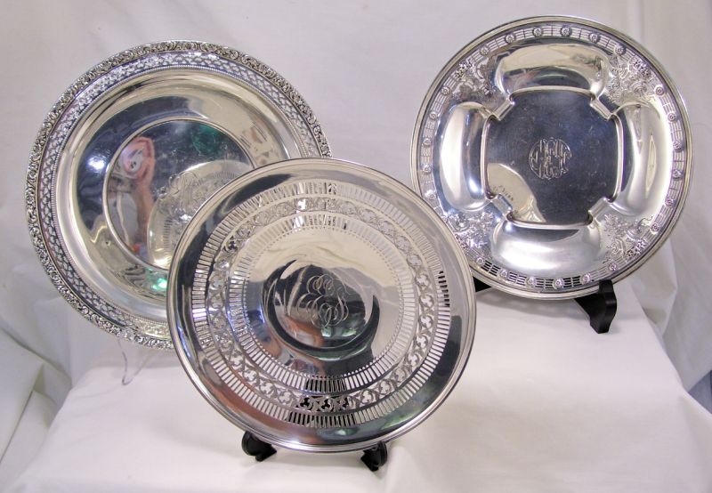 Appraisal: - Sterling Plates Includes Pierced center plate monogrammed measures diameter