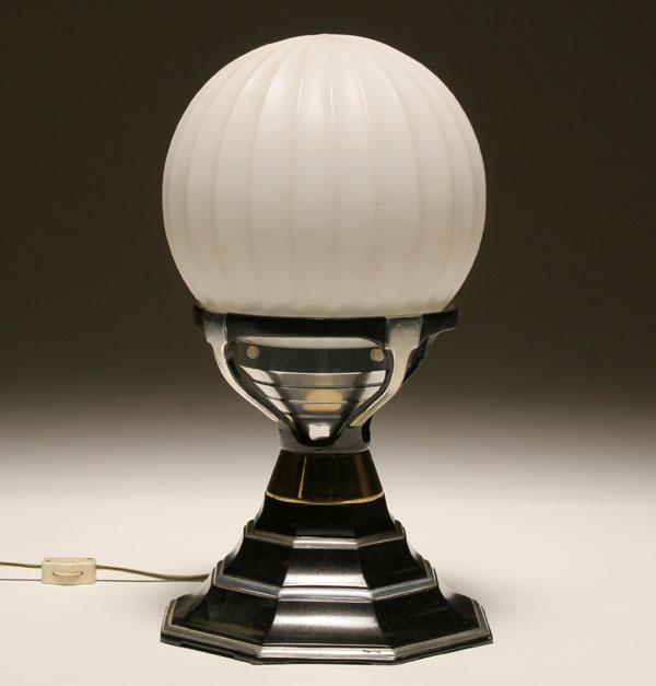 Appraisal: Art Deco ambient table lamp with glass globe shade and