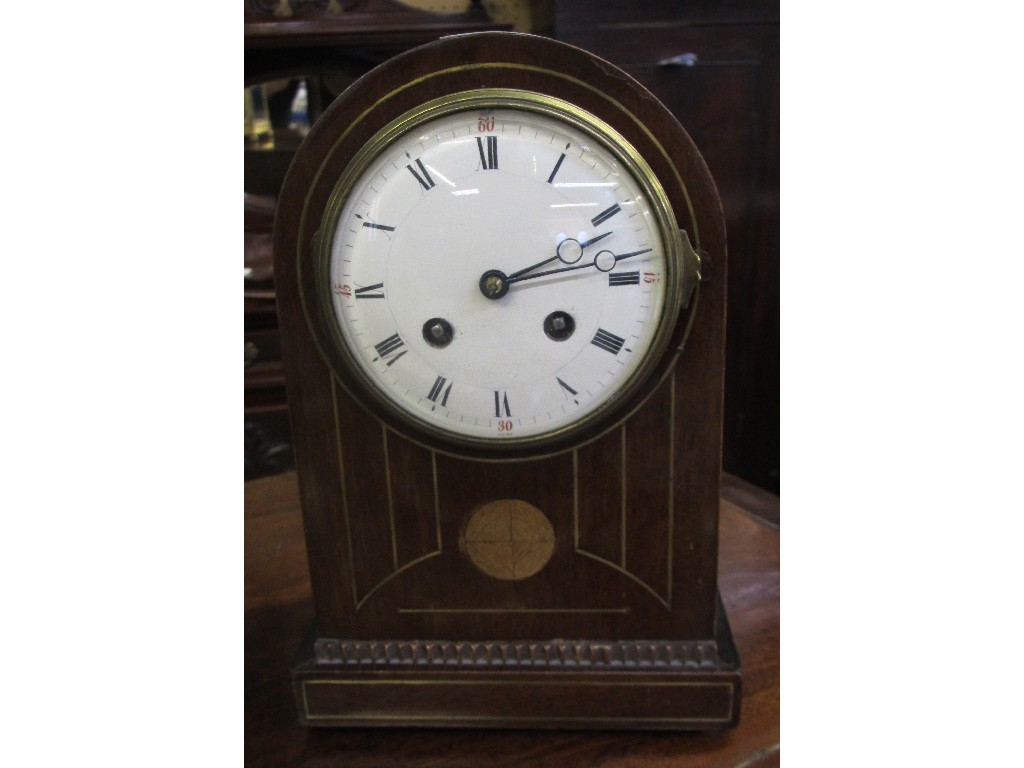 Appraisal: Edwardian mahogany inlaid dome shaped mantel clock