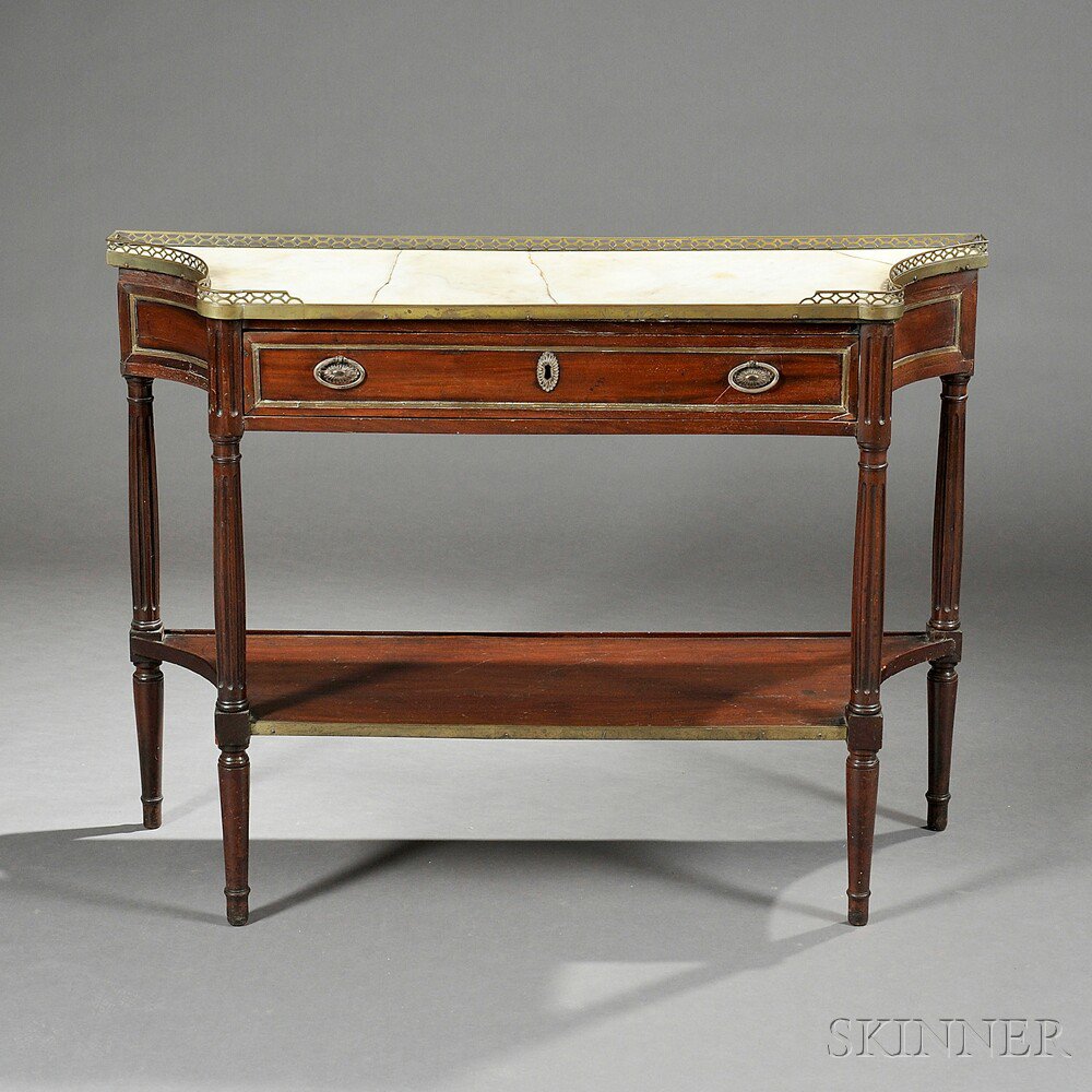 Appraisal: Louis XVI-style Marble-top Mahogany Console Table late th century marble