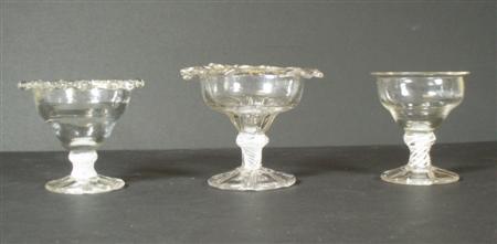 Appraisal: Three th century sweetmeat glasses comprising a glass with pan