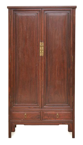 Appraisal: A CHINESE ROSEWOOD SIDE CABINET panelled with two doors and