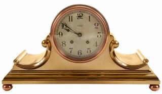 Appraisal: Chelsea Gilt Brass Tambour Shelf Clock for Tiffany Co American