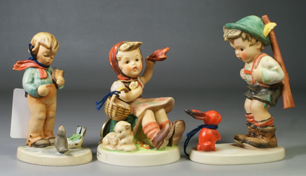 Appraisal: Goebel Hummel figurines Bird Watcher Hum Farewell Hum Sensitive Hunter